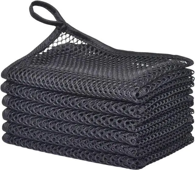 Main image of Premium Mesh Dish Cloths for Kitchen, Quick Drying Kitchen Dish Washing Net and Scrubber, Order-Free Dish Rags for Washing Dishes Black 12X12 6 Pack