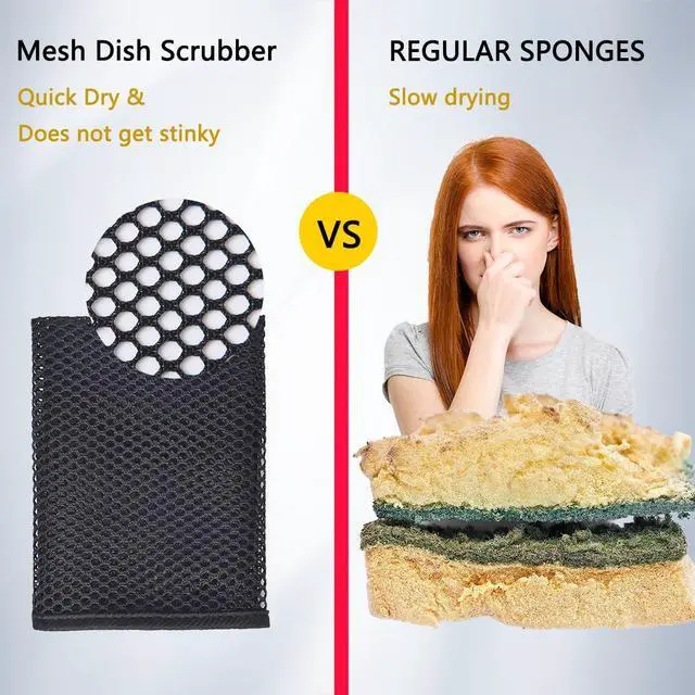 Alt view image 7 of 7 - Premium Mesh Dish Cloths for Kitchen, Quick Drying Kitchen Dish Washing Net and Scrubber, Order-Free Dish Rags for Washing Dishes Black 12X12 6 Pack