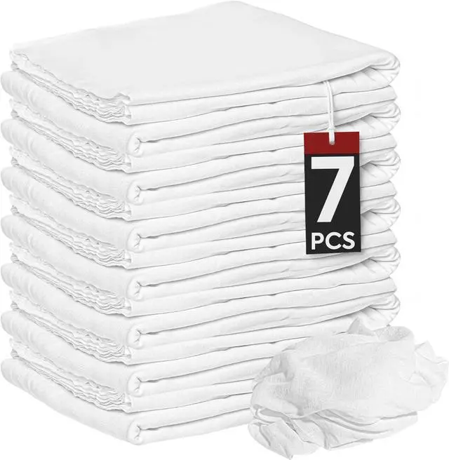 Main image of Nabob Wipers New Lint Free Cloth (7 Pack) - 100% Cotton Cleaning Rags Exact Cut - Premium White Rags for Cleaning House - White Rags for Dusting, Staining, Polishing, Painting 18"x18"
