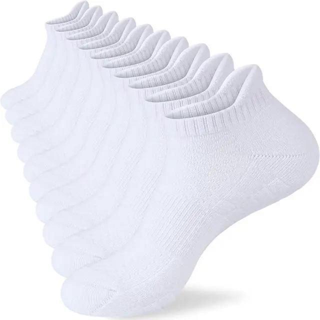 Main image of Mens Cotton Cushioned Ankle Socks, Athletic Running Socks with Heel Tab | Soft Breathable Moisture Wicking Durable