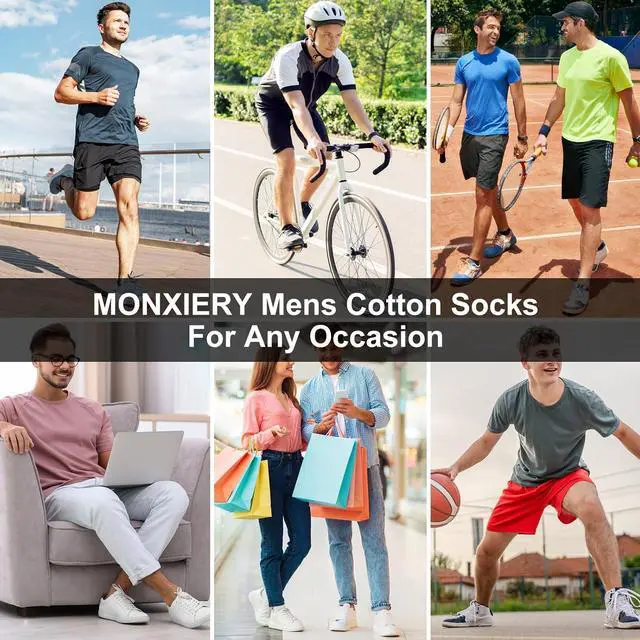Alt view image 2 of 7 - Mens Cotton Cushioned Ankle Socks, Athletic Running Socks with Heel Tab | Soft Breathable Moisture Wicking Durable