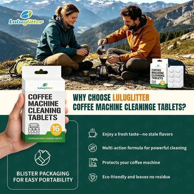Alt view image 2 of 6 - Espresso Machine Cleaning Tablet Coffee Maker Cleaner Blister 16tab | Luluglitter universal espresso machine cleaner removes coffee oils,Powerful cleaning, easy to use, Great for outdoor