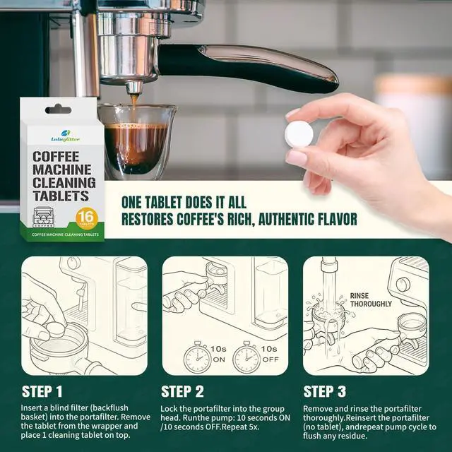 Alt view image 4 of 6 - Espresso Machine Cleaning Tablet Coffee Maker Cleaner Blister 16tab | Luluglitter universal espresso machine cleaner removes coffee oils,Powerful cleaning, easy to use, Great for outdoor