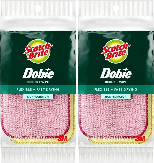 Main image of Scotch-Brite Dobie Sponge Cloths | Scrub & Wipe | Non-Scratch | Absorbent | 2 Pack