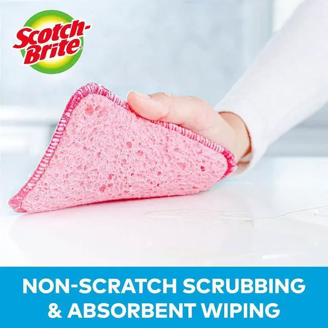 Alt view image 3 of 5 - Scotch-Brite Dobie Sponge Cloths | Scrub & Wipe | Non-Scratch | Absorbent | 2 Pack