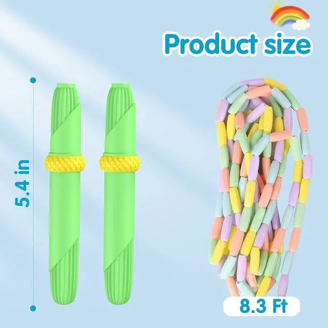 Alt view image 5 of 7 - Beaded Jump Rope 1 Pack/2 Pack, ACEONE Segmented Skipping Rope for Kids Adults, Adjustable Tangle-Free Toddler Jumping Rope for Fitness Exercise Training
