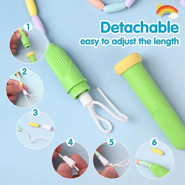Alt view image 4 of 7 - Beaded Jump Rope 1 Pack/2 Pack, ACEONE Segmented Skipping Rope for Kids Adults, Adjustable Tangle-Free Toddler Jumping Rope for Fitness Exercise Training