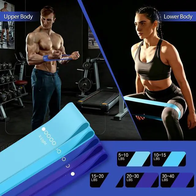 Alt view image 5 of 6 - Resistance Bands for Working Out, 5 Levels Exercise Bands Set | Stretch Bands for Exercise for Women&Men, Workout Bands for Fitness, Yoga, Pilates, Physical Therapy