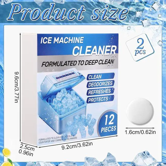 Alt view image 2 of 6 - 2 Pack 24 Pcs Ice Machine Cleaner Tablets Descaler, Clean Tablets for Ice Makers, Scale Remover for Countertop, Deep Cleaning, Remove Odor