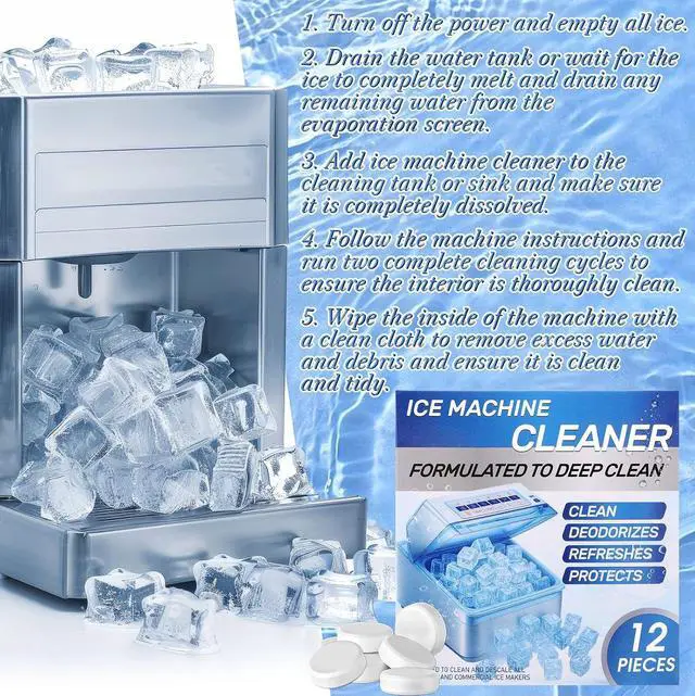 Alt view image 4 of 6 - 2 Pack 24 Pcs Ice Machine Cleaner Tablets Descaler, Clean Tablets for Ice Makers, Scale Remover for Countertop, Deep Cleaning, Remove Odor