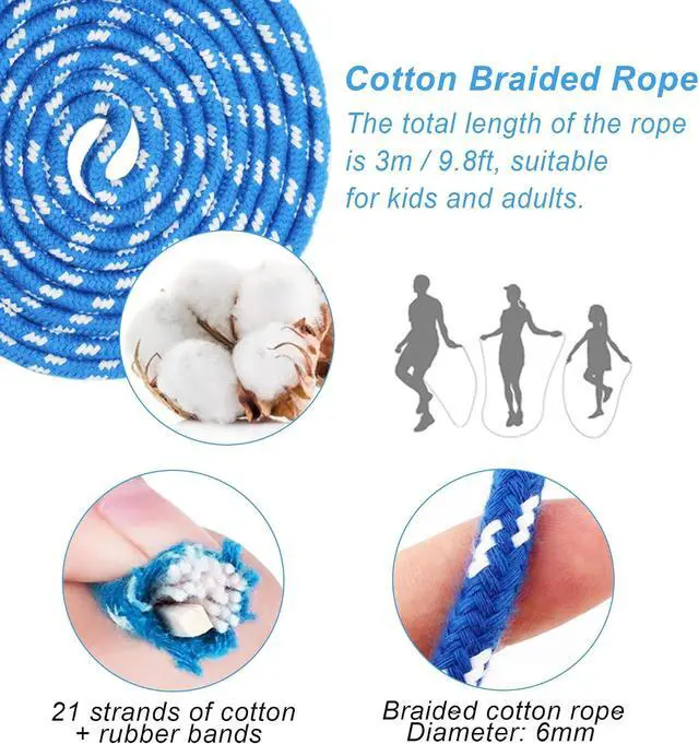 Alt view image 4 of 7 - Jump Rope for Women Men Kids, EGOSKY Adjustable Wooden Handle Skipping Rope for Adult Boys Girls Fitness Exercise Outdoor Activity (Blue)