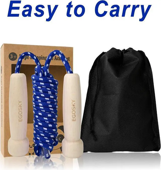 Alt view image 6 of 7 - Jump Rope for Women Men Kids, EGOSKY Adjustable Wooden Handle Skipping Rope for Adult Boys Girls Fitness Exercise Outdoor Activity (Blue)