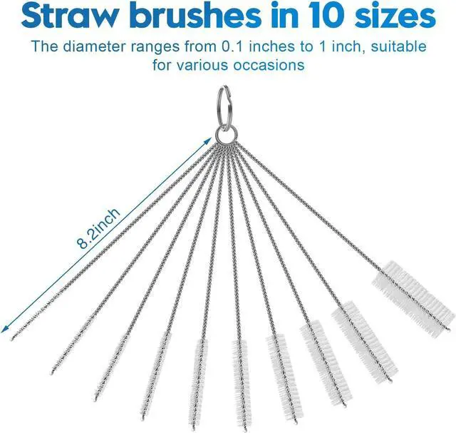 Alt view image 3 of 7 - Bottle Brush Cleaner Set for Bottles, Cups and Straws Cleaning, 14 Pack | Long Handle Bottle Brushes | Sponge Brush | 3-in-1 Lid Cup Cleaning Brush | Straw Brushes in Assorted Diameters