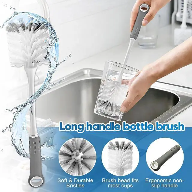 Alt view image 4 of 7 - Bottle Brush Cleaner Set for Bottles, Cups and Straws Cleaning, 14 Pack | Long Handle Bottle Brushes | Sponge Brush | 3-in-1 Lid Cup Cleaning Brush | Straw Brushes in Assorted Diameters