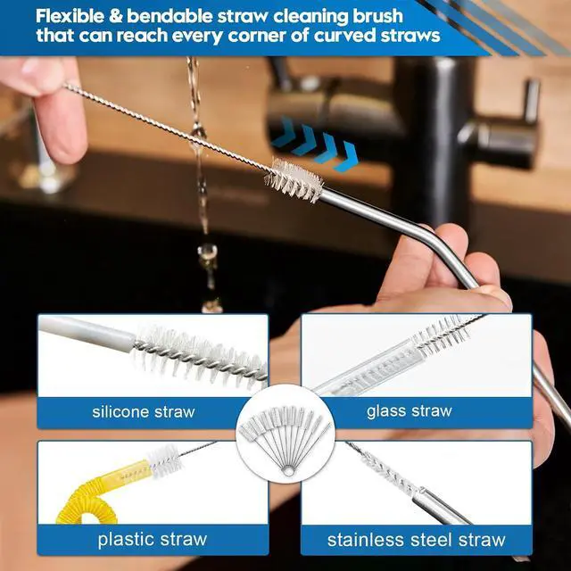 Alt view image 7 of 7 - Bottle Brush Cleaner Set for Bottles, Cups and Straws Cleaning, 14 Pack | Long Handle Bottle Brushes | Sponge Brush | 3-in-1 Lid Cup Cleaning Brush | Straw Brushes in Assorted Diameters