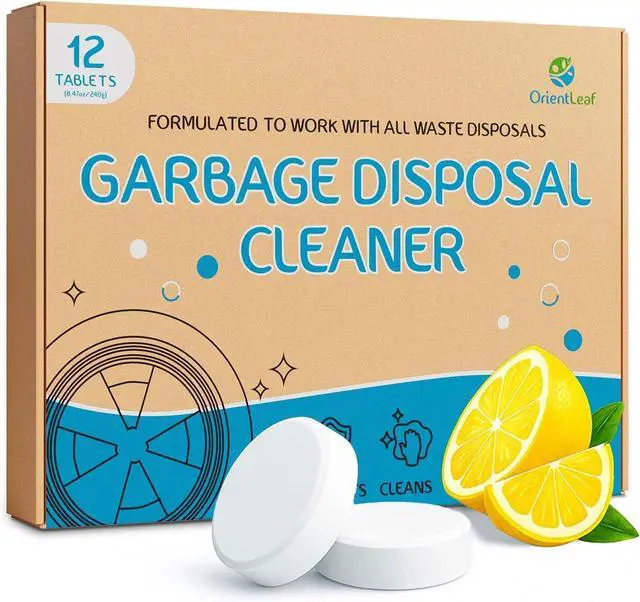 Main image of ORIENTLEAF Garbage Disposal Cleaner and Deodorizer Tablets 20g 1 Year Supply Sink Cleaner, Prevents Odors, Natural Kitchen Drain Cleaning Care 12 Pack