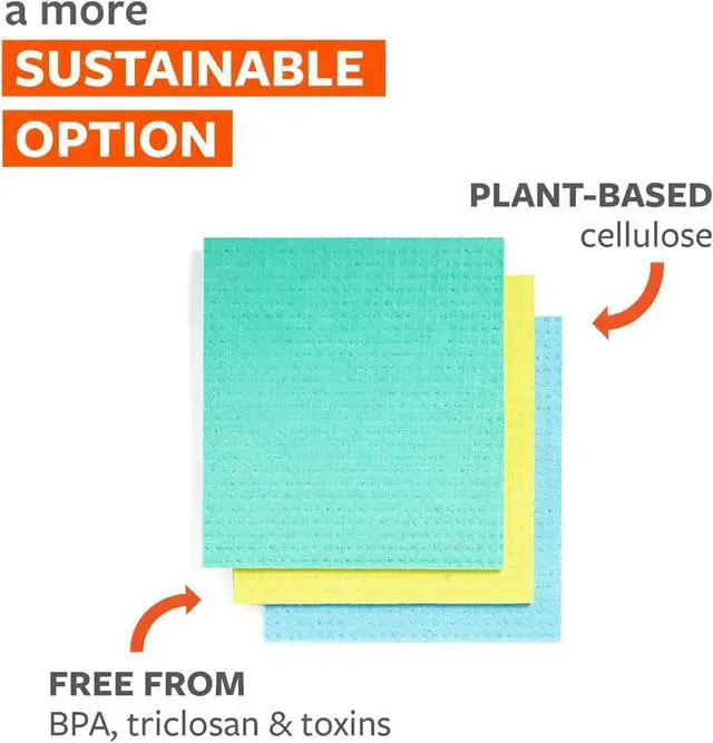 Alt view image 5 of 7 - Full Circle Totally Plant-Based Absorbent Sponge Cloths, 3-Pack | A reusable, 100% plant-based paper towel alternativesuper absorbent for all your cleanup needs.