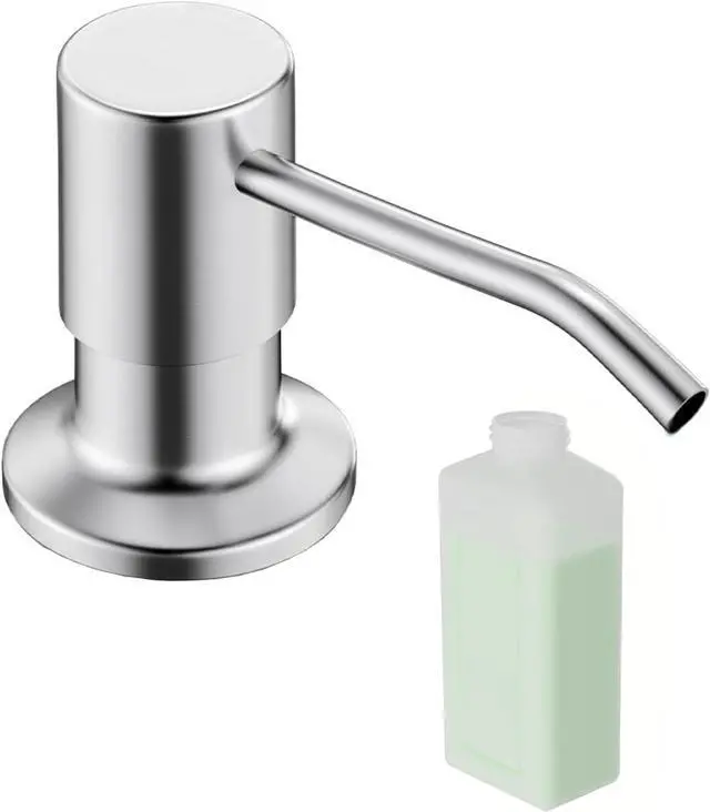 Main image of Built in Soap Dispenser for Kitchen Sink, Brushed Nickel Stainless Steel Countertop Pump Head (Plastic Built-in), Dish Soap Hand Lotion Dispenser with Refillable 17OZ Bottle (Brushed Nickel)