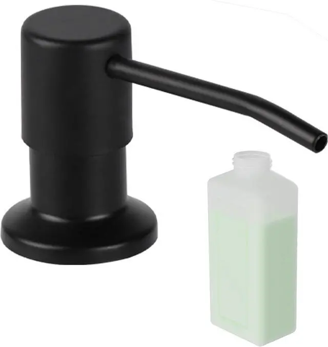 Main image of Built in Soap Dispenser for Kitchen Sink, Matte Black Stainless Steel Countertop Pump Head (Plastic Built-in), Dish Soap Hand Lotion Dispenser with Refillable 17OZ Bottle (Matte Black)