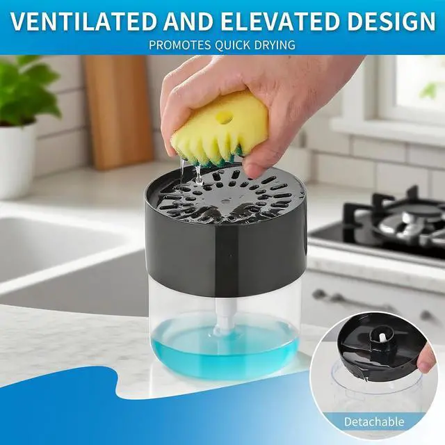 Alt view image 2 of 7 - Soap Dispenser Flower Compatible with Scrub Daddy | Refillable Kitchen Sink Pump Dispenser,BPA Free,1PC