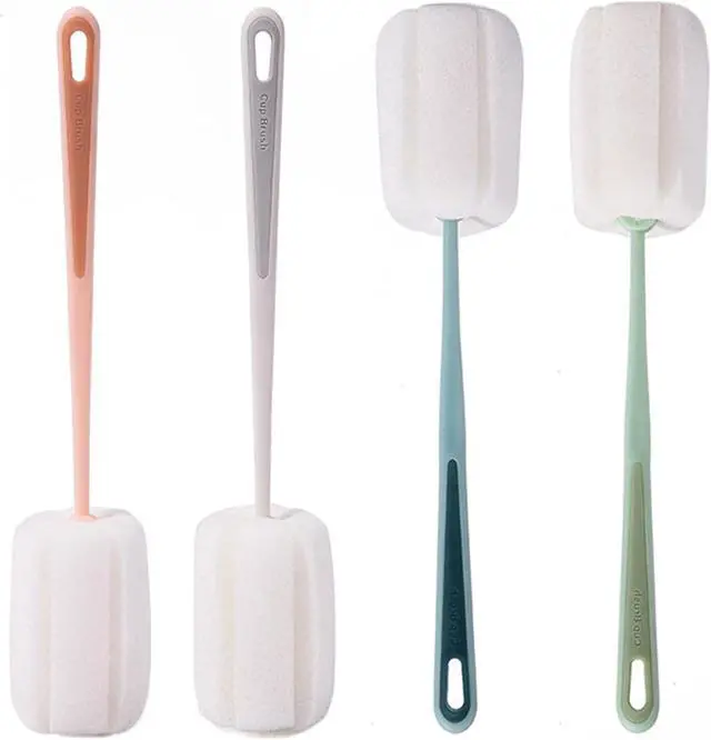 Main image of 4 PCS Sponge Bottle Brushes, Bottles Scrubber Cleaning Brush with Handle, Water Bottles Cleaner for Thermos, Mug, Cup, Teapot