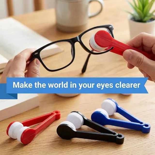 Alt view image 4 of 7 - 3PCS Mini Eyeglass Cleaner Brush, Portable Microfiber Sunglasses Cleaner Clip(Black Blue Red)