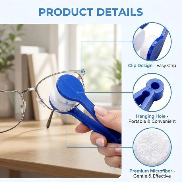Alt view image 5 of 7 - 3PCS Mini Eyeglass Cleaner Brush, Portable Microfiber Sunglasses Cleaner Clip(Black Blue Red)