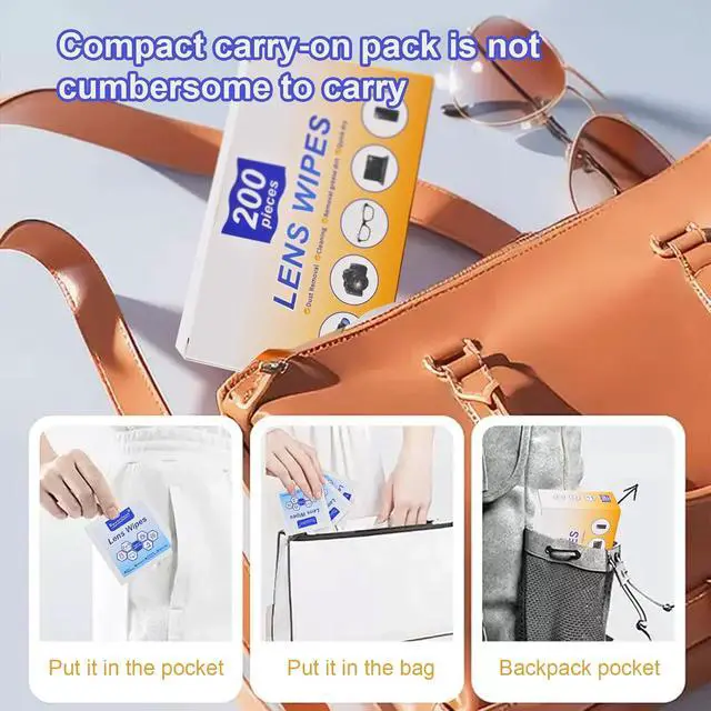 Alt view image 7 of 7 - Lens Wipes for Eyeglasses,Eyeglass erasers are packed separatelyGlasses cleaner for cleaning glasses, camera lenses, sunglasses, mobile phone screens, goggles, etc. (200 pieces)