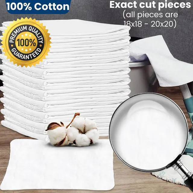 Alt view image 2 of 7 - Nabob Wipers New Lint Free Cloth (7 Pack) - 100% Cotton Cleaning Rags Exact Cut - Premium White Rags for Cleaning House - White Rags for Dusting, Staining, Polishing, Painting 18"x18"