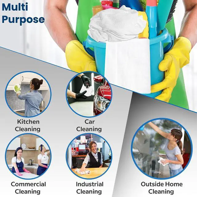 Alt view image 5 of 7 - Nabob Wipers New Lint Free Cloth (7 Pack) - 100% Cotton Cleaning Rags Exact Cut - Premium White Rags for Cleaning House - White Rags for Dusting, Staining, Polishing, Painting 18"x18"
