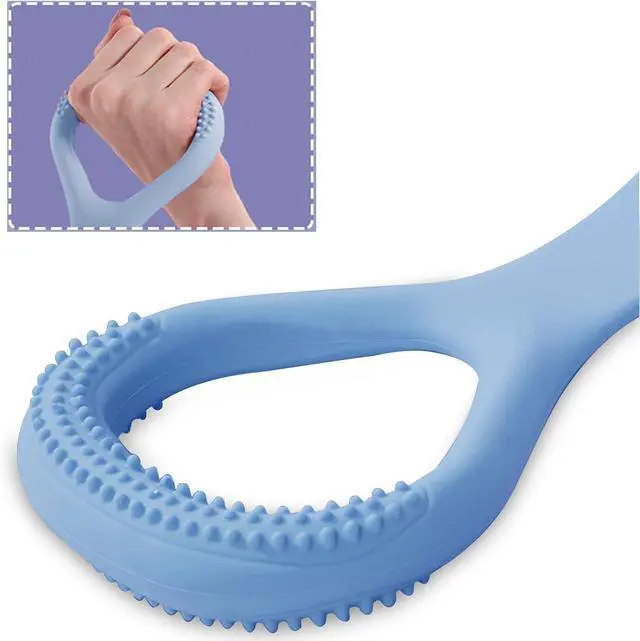 Alt view image 3 of 6 - HUICHAI Figure 8 Fitness Resistance Band with Handles, Pure Barre Workout Chest Arm and Shoulder Stretch Bands Exercise Equipment, Blue