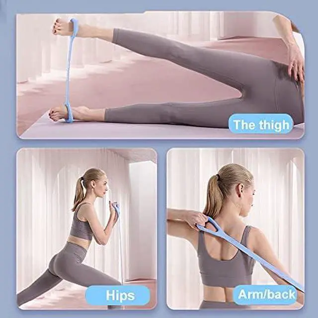 Alt view image 5 of 6 - HUICHAI Figure 8 Fitness Resistance Band with Handles, Pure Barre Workout Chest Arm and Shoulder Stretch Bands Exercise Equipment, Blue