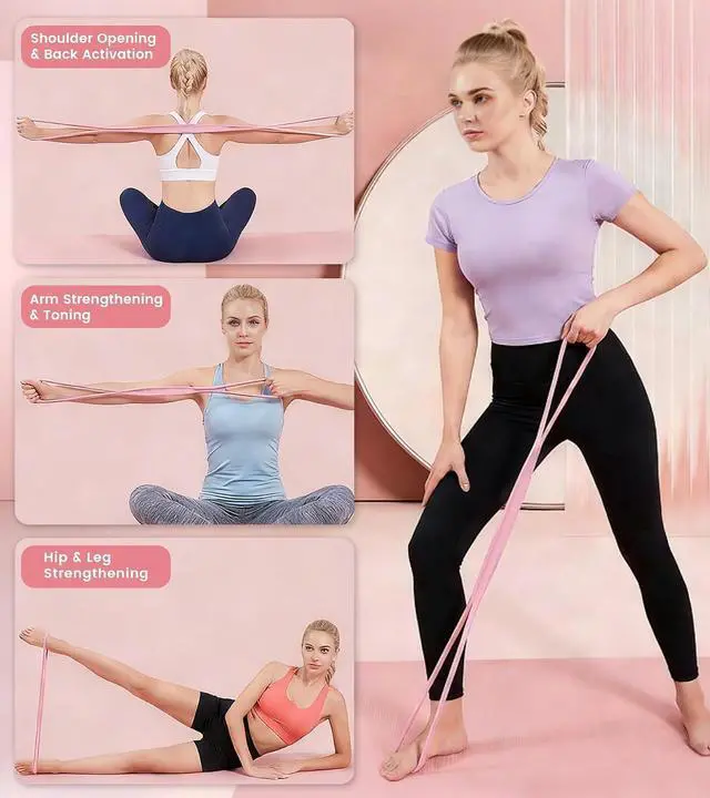 Alt view image 4 of 7 - Resistance Bands with Handles, 2 Pcs Figure 8 Exercise Bands for Arm, Back and Shoulder Training, Elastic Fitness Bands for Strength Training, Stretching, Yoga and Home Workouts