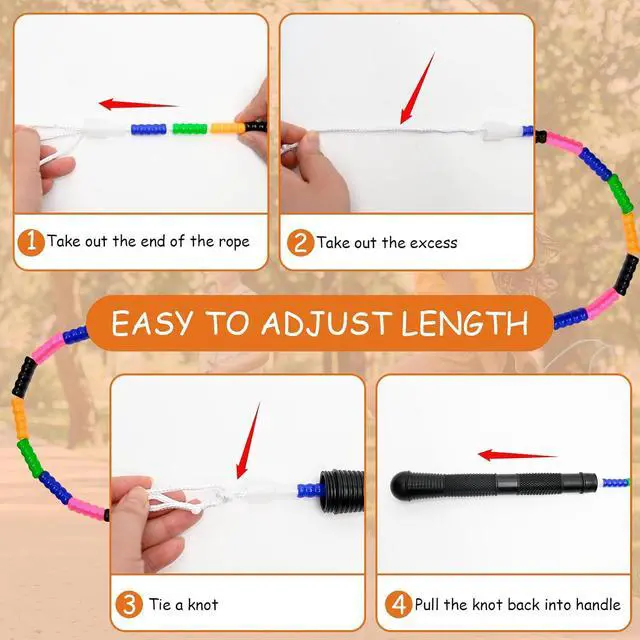 Alt view image 5 of 7 - Beaded Jump Rope 1 Pack/2 Pack, ACEONE Segmented Skipping Rope for Kids Adults, Adjustable Tangle-Free Toddler Jumping Rope for Fitness Exercise Training