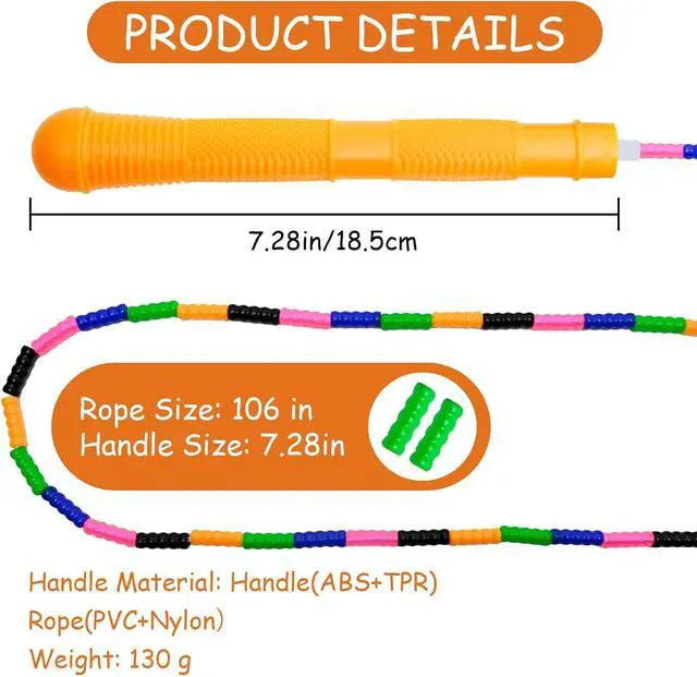 Alt view image 2 of 7 - Beaded Jump Rope 1 Pack/2 Pack, ACEONE Segmented Skipping Rope for Kids Adults, Adjustable Tangle-Free Toddler Jumping Rope for Fitness Exercise Training