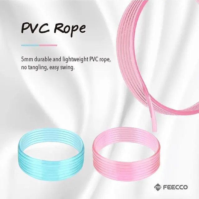 Alt view image 5 of 7 - FEECCO Jump Rope for Kids, Pink and Blue Colored Jump Ropes for Girls and Boys 3~12 Years Old, with Adjustable Length Rope and Skin Friendly Silicone Handles