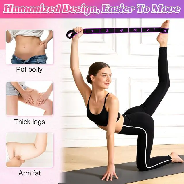 Alt view image 7 of 7 - Fitness Resistance Bands with Handles, 2026 Upgrade Fitness Resistance Band for Stretching and Yoga, Fashion Puller Exercise, Adjustable Leg Stretcher Bands for Full Body Stretching Shaping