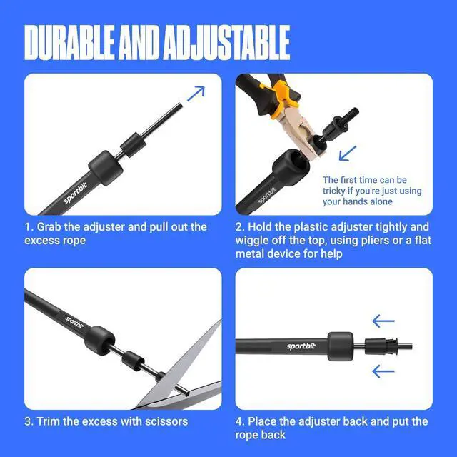 Alt view image 2 of 7 - SPORTBIT Adjustable Jump Rope for Fitness and Exercise | Fitness and Exercise, Cardio, Boxing, and Weight Loss, Speed Rope, Men & Women