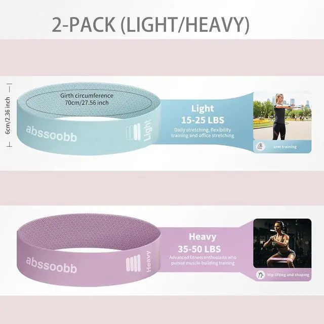 Alt view image 2 of 7 - 2 Pack 2.36-Inch Wide Heavy Resistance Loop Bands | 25 and 50 lb