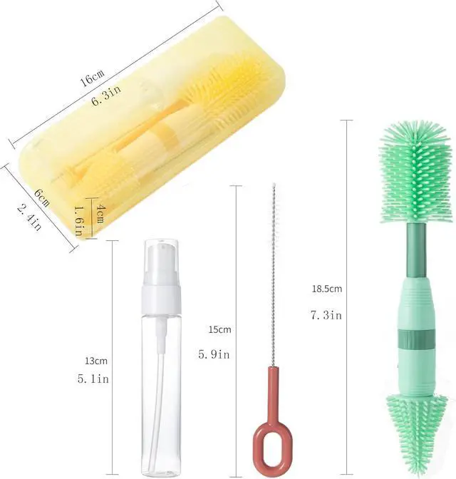 Alt view image 5 of 6 - Small Silicone Baby Bottle Brush for Newborn Anti-Colic Baby Bottles | Portable Travel Bottle Cleaner Brush, Suit for Baby Bottles Less Than 8 OZ