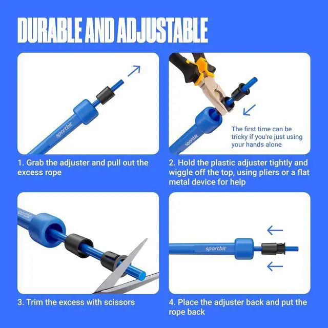 Alt view image 3 of 7 - SPORTBIT Adjustable Jump Rope for Fitness and Exercise | Fitness and Exercise, Cardio, Boxing, and Weight Loss, Speed Rope, Men & Women