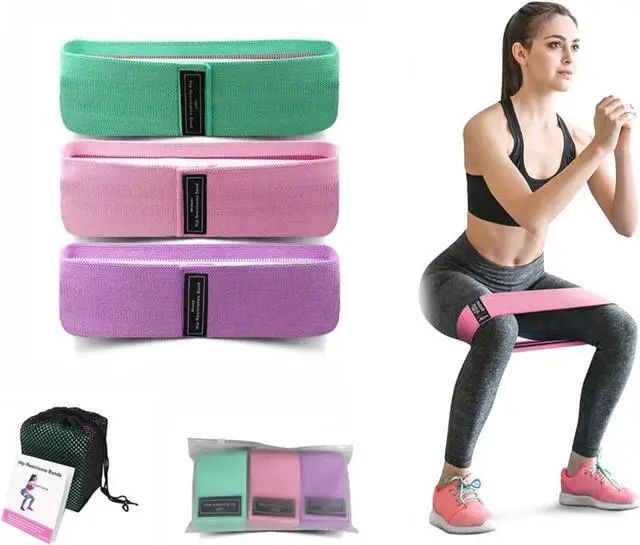 Main image of 3 Level 1870 LBS Fabric Resistance Bands, Workout Exercise Bands for Women | Thick Non-Slip Cloth Booty Bands for Legs Glutes Hips, Yoga Pilates Home Gym Training Physical Therapy Rehab
