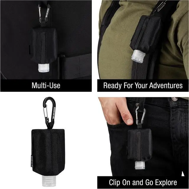 Alt view image 4 of 6 - 2nd Childhood Mini Travel Hand Sanitizer Keychain Holder Case, Clip-On | Refillable 2 oz hand sanitizer bottle with a small, portable carabiner pouch for purse, backpack, lanyard, or diaper bag