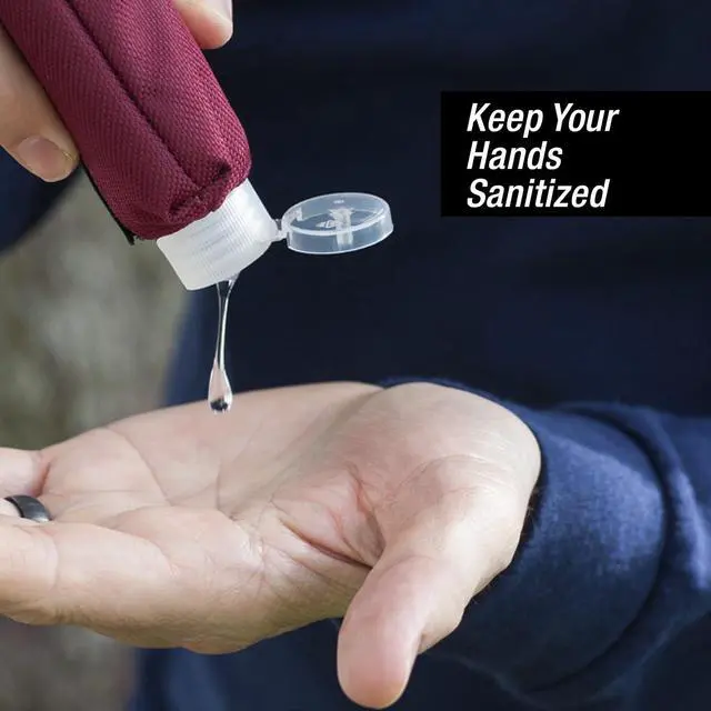 Alt view image 5 of 6 - 2nd Childhood Mini Travel Hand Sanitizer Keychain Holder Case, Clip-On | Refillable 2 oz hand sanitizer bottle with a small, portable carabiner pouch for purse, backpack, lanyard, or diaper bag