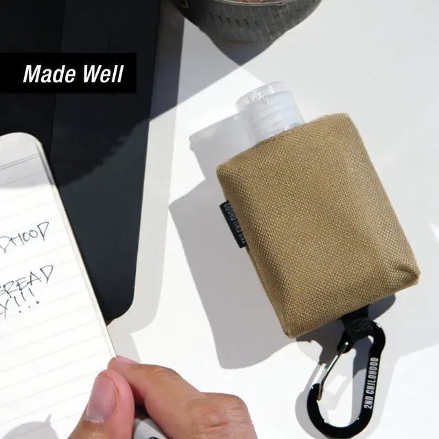 Alt view image 6 of 6 - 2nd Childhood Mini Travel Hand Sanitizer Keychain Holder Case, Clip-On | Refillable 2 oz hand sanitizer bottle with a small, portable carabiner pouch for purse, backpack, lanyard, or diaper bag