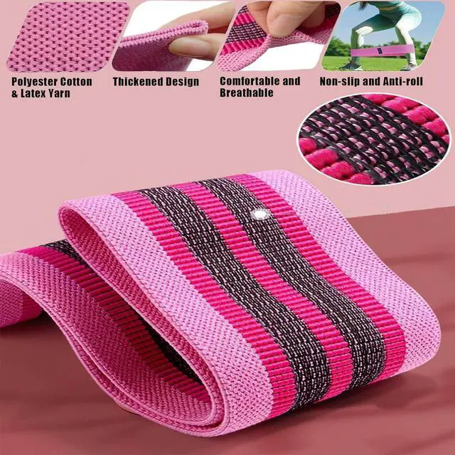 Alt view image 5 of 7 - 3 Level 1870 LBS Fabric Resistance Bands, Workout Exercise Bands for Women | Thick Non-Slip Cloth Booty Bands for Legs Glutes Hips, Yoga Pilates Home Gym Training Physical Therapy Rehab