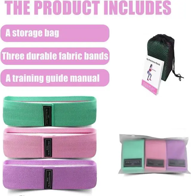 Alt view image 7 of 7 - 3 Level 1870 LBS Fabric Resistance Bands, Workout Exercise Bands for Women | Thick Non-Slip Cloth Booty Bands for Legs Glutes Hips, Yoga Pilates Home Gym Training Physical Therapy Rehab