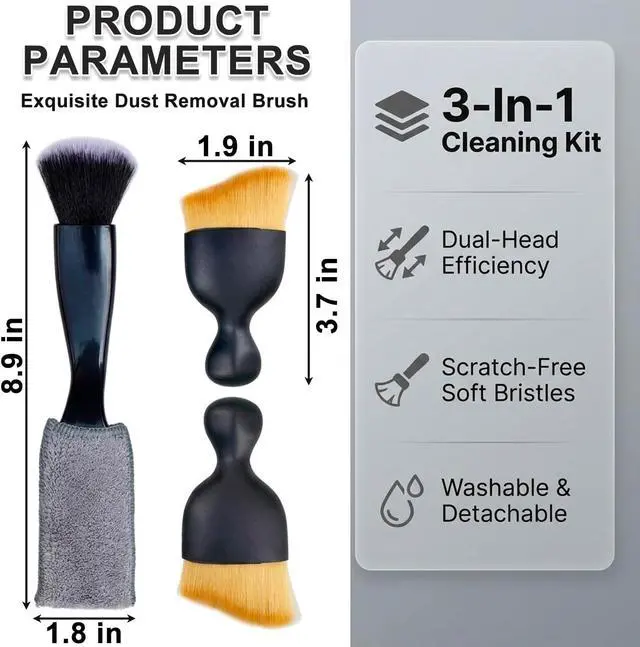Alt view image 2 of 7 - 3 Pcs Exquisite Microfiber Duster Brushes, Car Detailing Brushes, Feather Duster, Efficient Dust Removal, Cleaning Tool Perfect for Computers, Keyboards, Car Interior, Photo Frames, Digital Devices