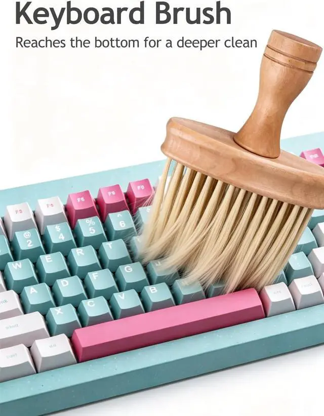 Alt view image 2 of 7 - Keyboard Cleaning Brush, Wooden Piano Cleaner Brush, Instrument Dusting Brush Anti-Static Double Sided Ultra Soft Brush, Universal Guitar Laptop Synthesizers Keyboard Brush