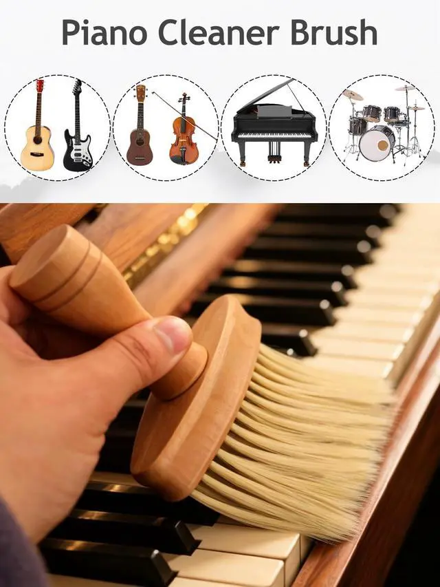 Alt view image 3 of 7 - Keyboard Cleaning Brush, Wooden Piano Cleaner Brush, Instrument Dusting Brush Anti-Static Double Sided Ultra Soft Brush, Universal Guitar Laptop Synthesizers Keyboard Brush